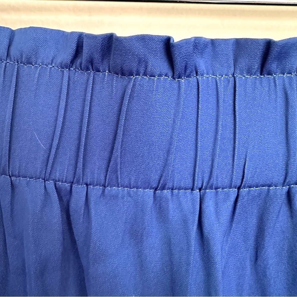 Loft Bright Blue Rounded Hemline Midi Skirt Size Large - Picture 2 of 6